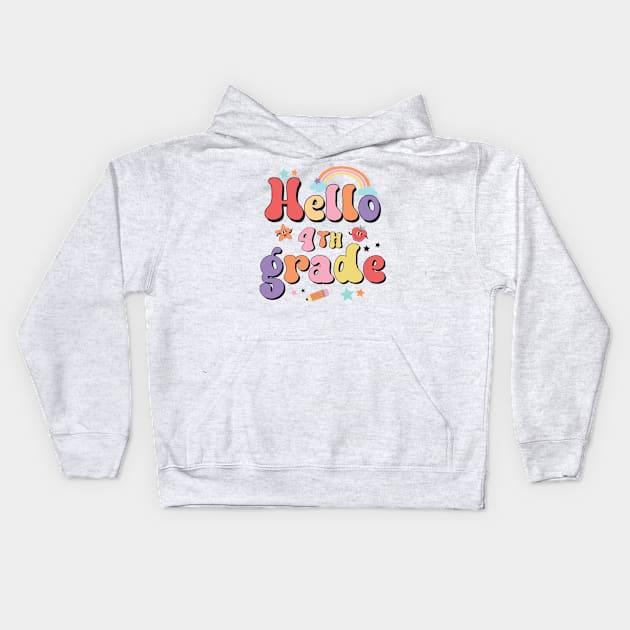 Hello Fourth Grade Team 4th Grade Back to School Teacher Kids Kids Hoodie by Charaf Eddine